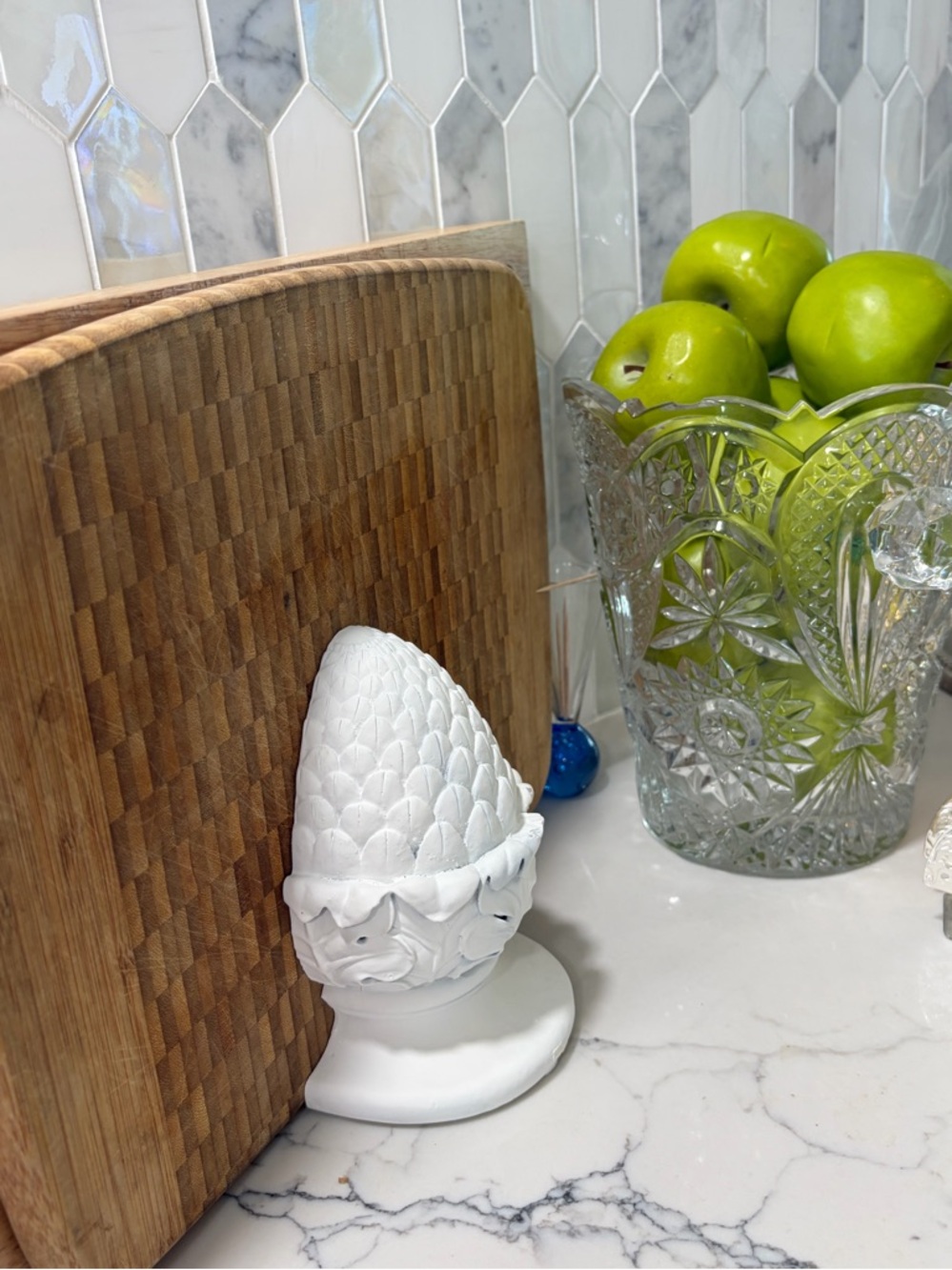MARBLE White Ceramic Pineapple Bookends
